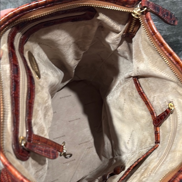 🌹vintage Brahmin Duxbury Dome Satchel Red Ember Metallic Leather+Wallet+Tassel - Picture 6 of 14